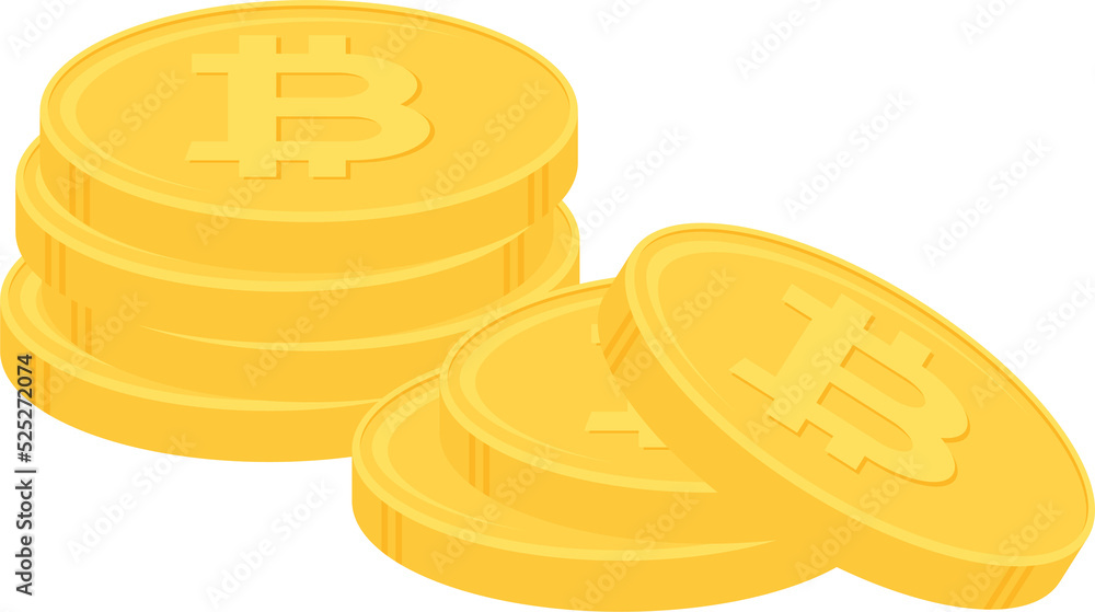 Stack of gold bitcoin coins. Cryptocurrency, digital currency, business and finance concept. Flat design illustration. Stack of gold bitcoin coins. Cryptocurrency, digital currency, business and finance concept. Flat design illustration.