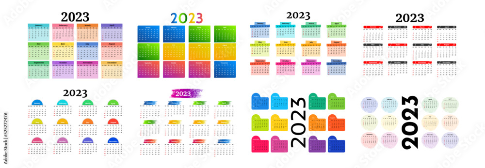 Calendar for 2023 isolated on a white background Calendar for 2023 isolated on a white background