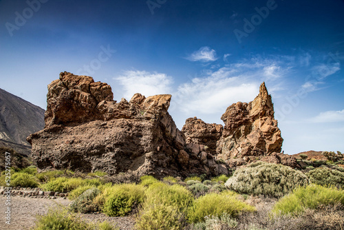 roques de Garcia stone and Teide mountain volcano in the Teide National Park Tenerife Canary Islands Spain