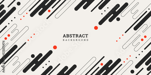 Geometric background in flat style. Abstract banner with geometric shapes. Modern backdrop. Black and white vector illustration. Design for card, wallpaper, flyer, poster. Stock.