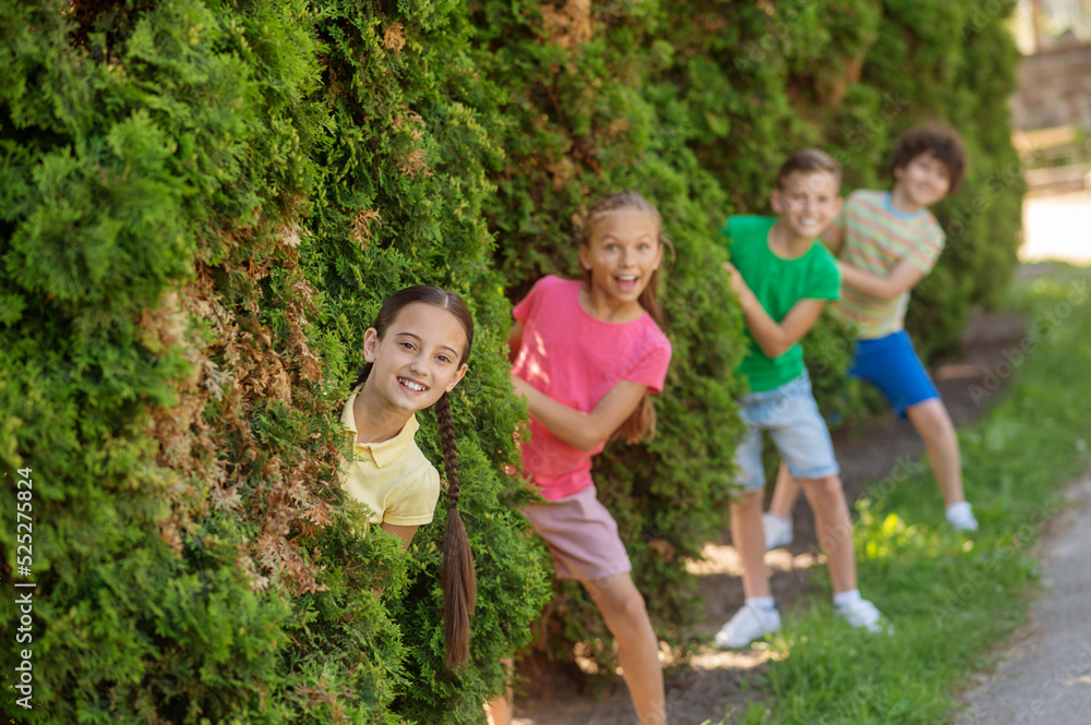 Girls and boys jumping out of bushes unexpectedly Girls and boys jumping out of bushes unexpectedly