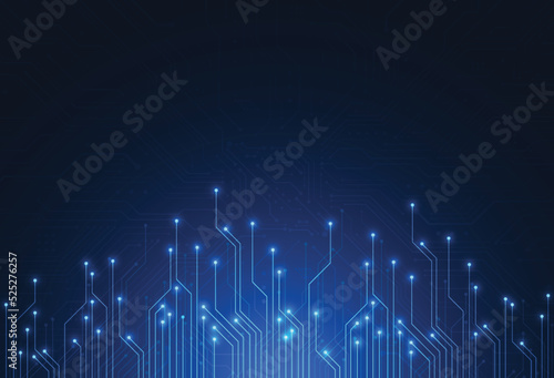 Abstract digital background with technology circuit board texture. Electronic motherboard illustration. Communication and engineering concept. Vector illustration