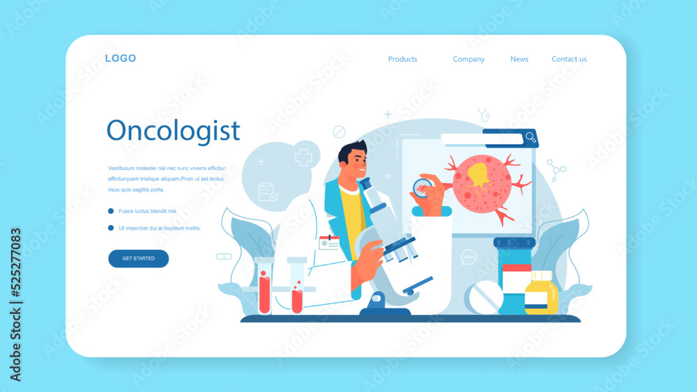 Professional oncologist web banner or landing page. Cancer disease modern