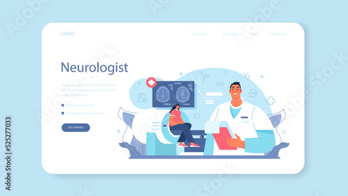 Neurologist web banner or landing page. Doctor examine
