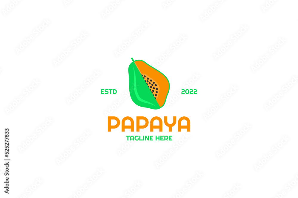 Flat papaya logo design vector illustration idea Flat papaya logo design vector illustration idea
