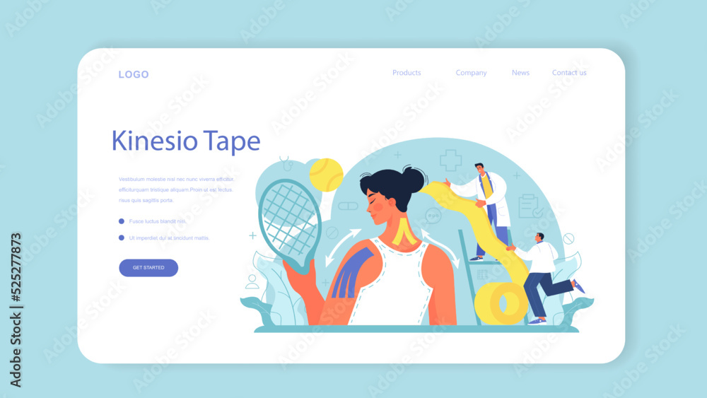 Sports medicine web banner or landing page. Doctor helping Sports medicine web banner or landing page. Doctor helping