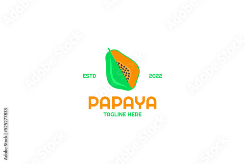 Flat papaya logo design vector illustration idea