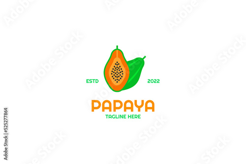 Flat papaya logo design vector illustration idea
