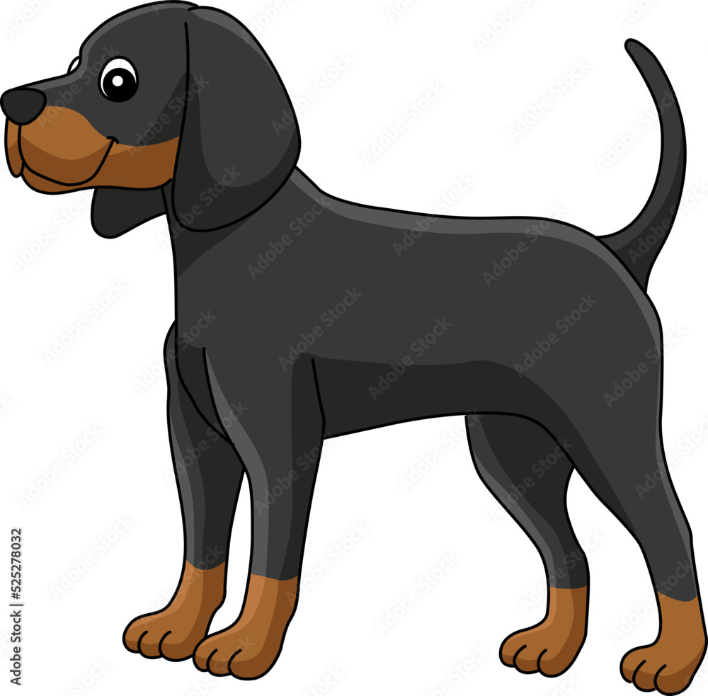 Coonhound Dog Cartoon Colored Clipart Illustration