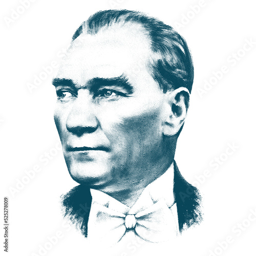 Foto Isolate Portrait of Mustafa Kemal Atatürk (1881-1938), founder and first president of the Turkish Republic