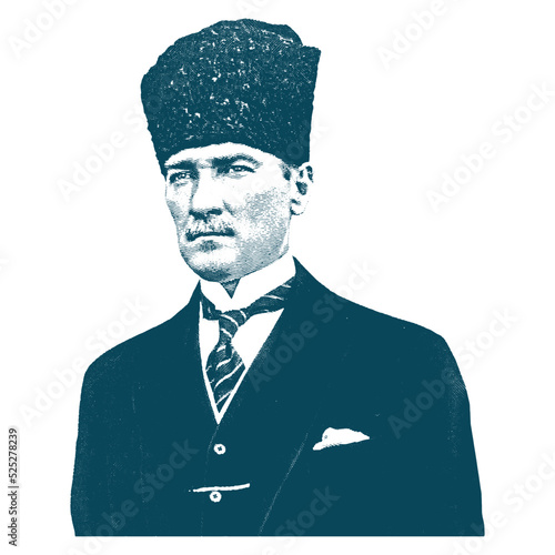 Isolate Portrait of Mustafa Kemal Atatürk (1881-1938), founder and first president of the Turkish Republic.