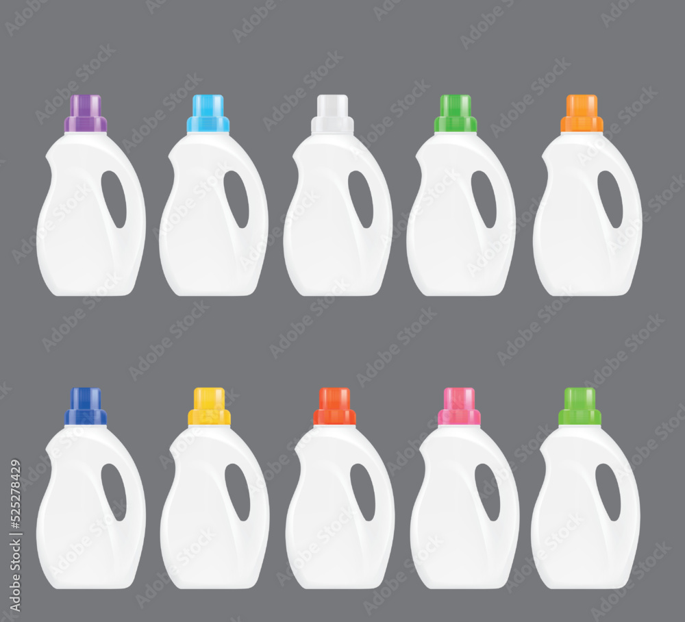 Set of detergent plastic bottles with chemical cleaning product isolated on white background.illustration vector Set of detergent plastic bottles with chemical cleaning product isolated on white background.illustration vector