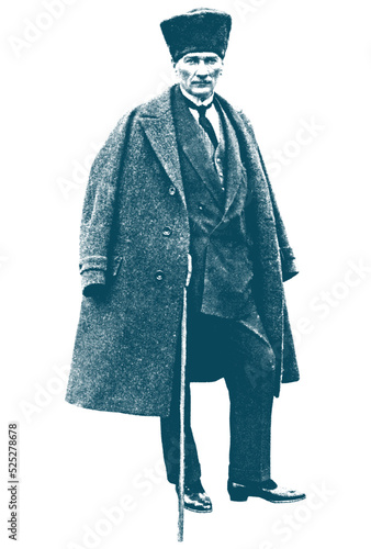 Isolate Portrait of Mustafa Kemal Atatürk (1881-1938), founder and first president of the Turkish Republic.