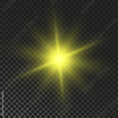 Yellow glowing sparkling star