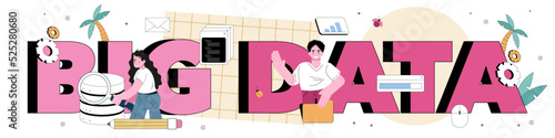 Big data typographic header. Big data specialist visualize and analyse
