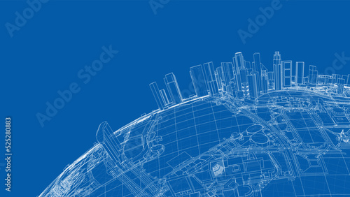 3d city sphere. Vector rendering of 3d