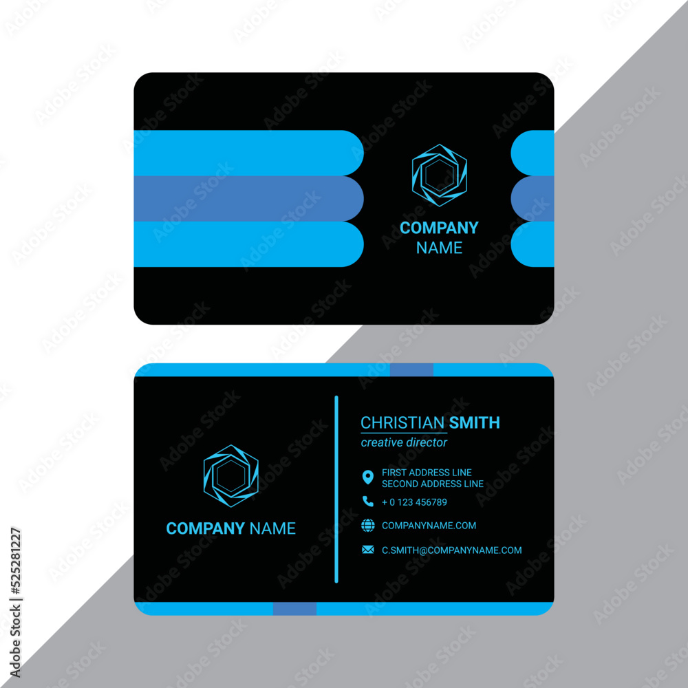 Obraz premium black blue modern simple business card design