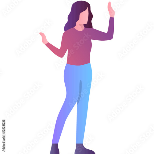 Vector woman gesturing icon isolated on white