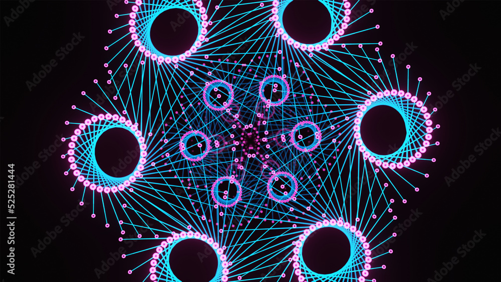 Pink and blue futuristic space particles, neon vj background sci-fi ...