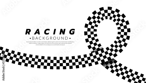 Abstract checkered flag ribbon background. Racing concept. Chess pattern on white background.Vector illustration.