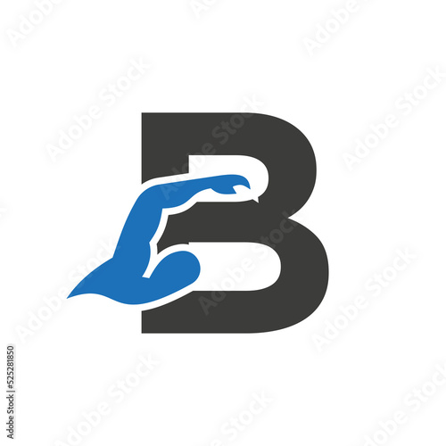 Letter B Swimming Logo Design. Swimming Club Symbol Vector Template