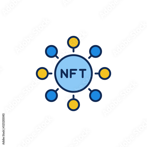Circle with Non-Fungible Token vector concept NFT Technology colored icon