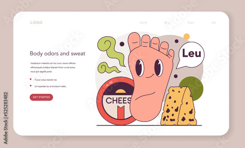 Smelly feet. Excessive sweating or hyperhidrosis concept. Sweat problem