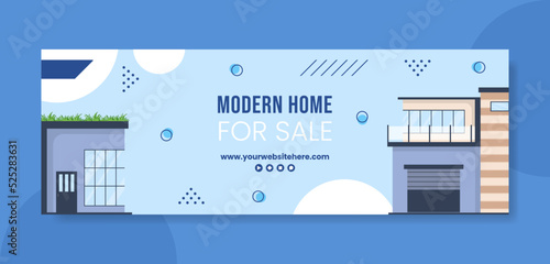 Real Estate and Modern Home Twitch Banner Template Hand Drawn Cartoon Flat Illustration