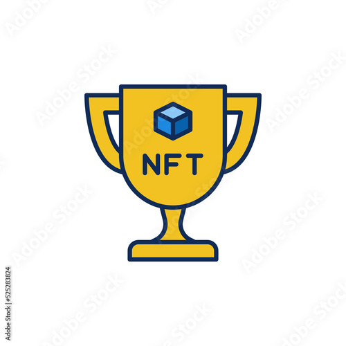 NFT Goblet colored icon - Non fungible Token Trophy Cup vector sign