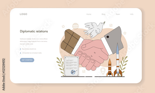 Diplomat web banner or landing page. International relations