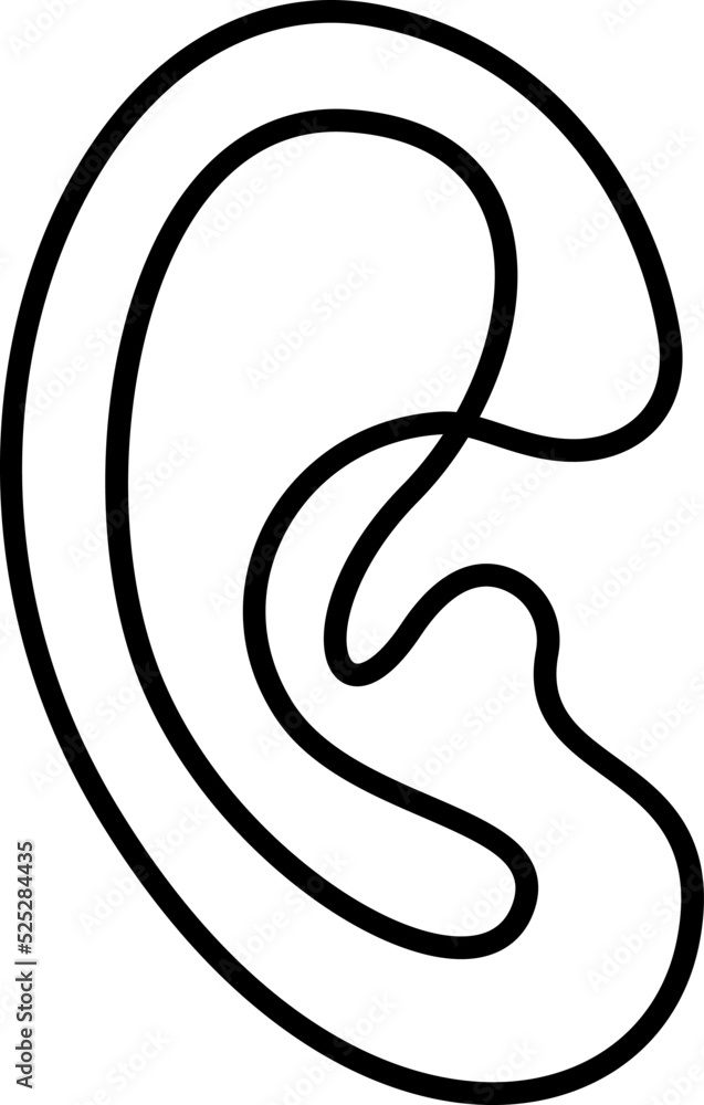 Human ear continuous line drawing. World deaf day simple one single line sketch. Minimalist hand drawing banner. Vector illustration Human ear continuous line drawing. World deaf day simple one single line sketch. Minimalist hand drawing banner. Vector illustration