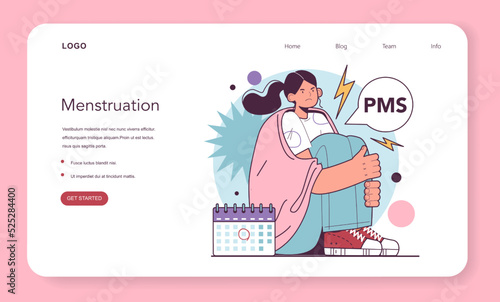 Woman struggle from strong PMS and abdominal pain during periods.