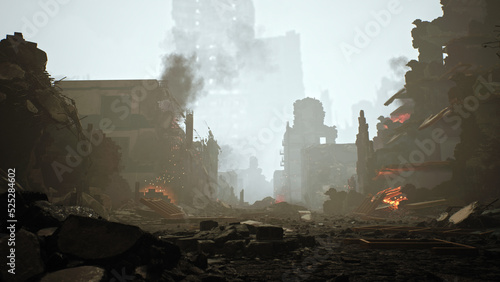 Fotografia Drone Shot Bomb War Zone Aftermath Destroyed Buildings Violence City Under Siege