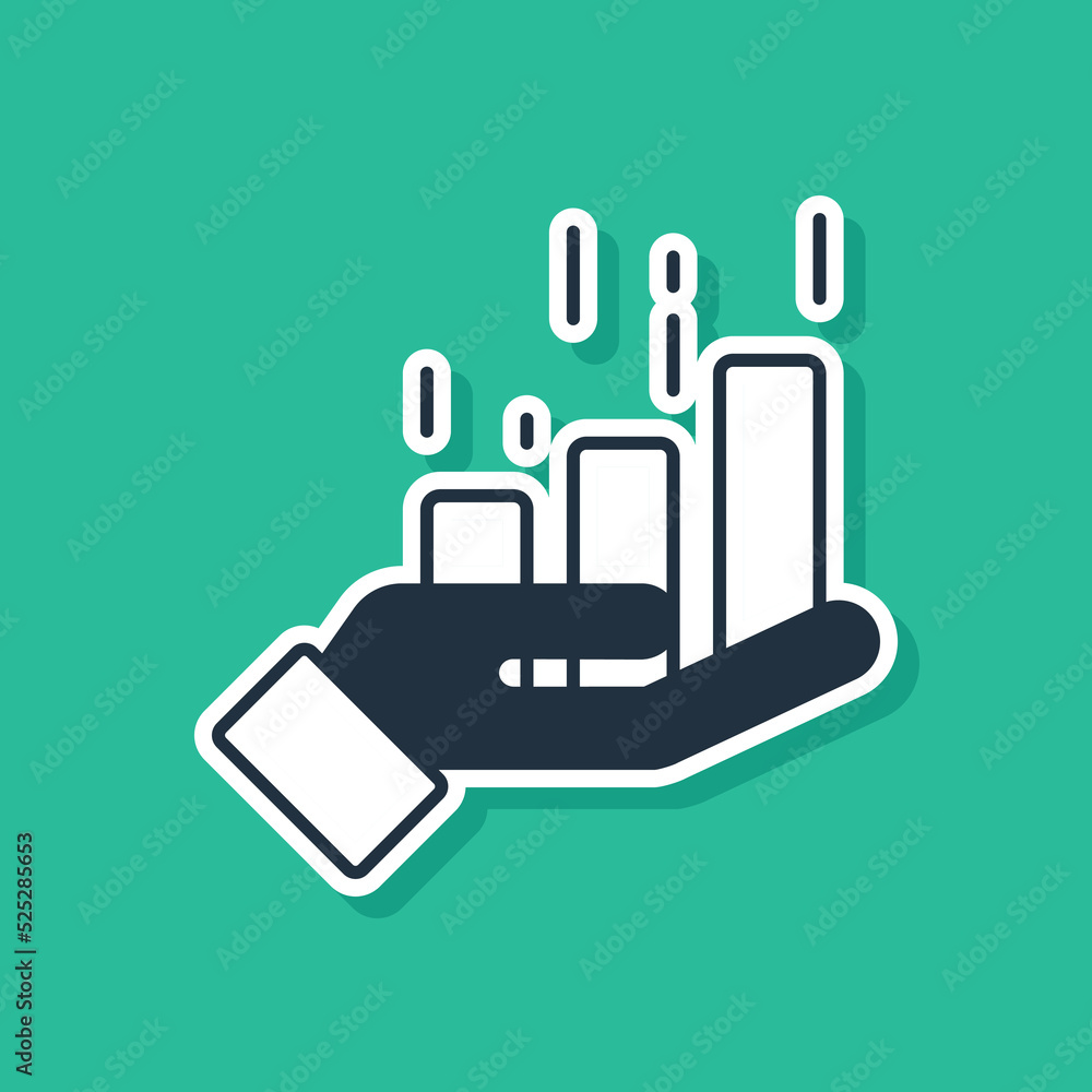 Blue Financial growth increase icon isolated on green background. Increasing revenue. Vector Blue Financial growth increase icon isolated on green background. Increasing revenue. Vector