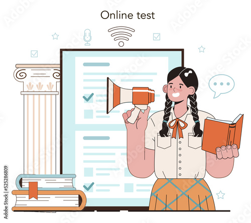 Rhetoric school class online service or platform. Students training