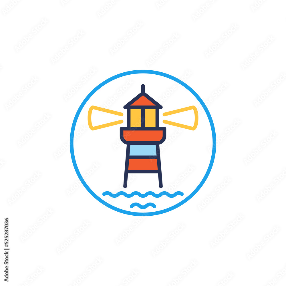 Lighthouse with Waves vector concept colored circle-shaped icon