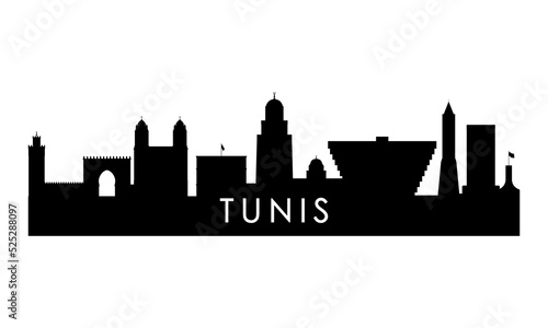 Tunis skyline silhouette. Black Tunis city design isolated on white background.