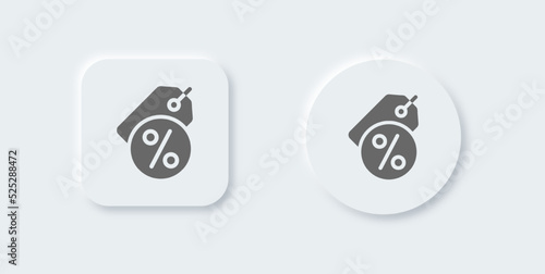 Discount solid icon in neomorphic design style. Percentage signs vector illustration.