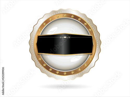 Golden badge retro style isolated on white background 