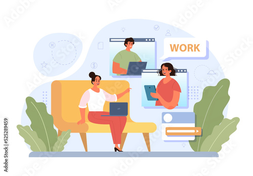 Outsourcing concept. Telework and project delegation, employee