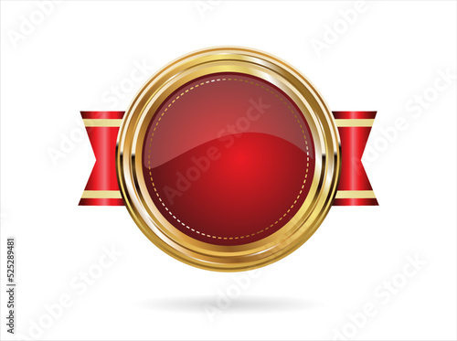 Golden badge retro style isolated on white background 