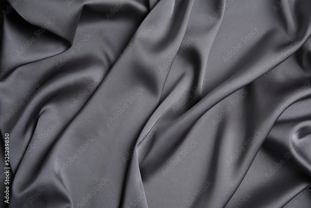 Obraz premium Texture of delicate black silk as background, top view