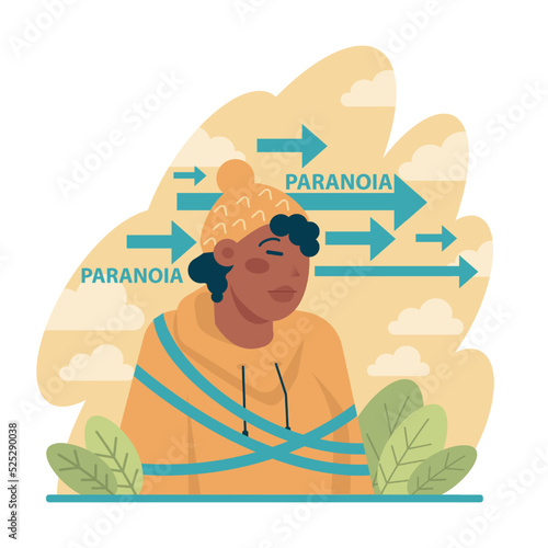 Paranoia concept set. Human's irrational inner fears and panic. Mental disorder