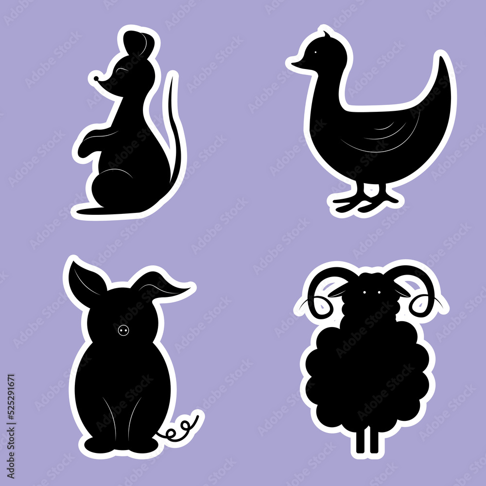 set of outline animals set of outline animals