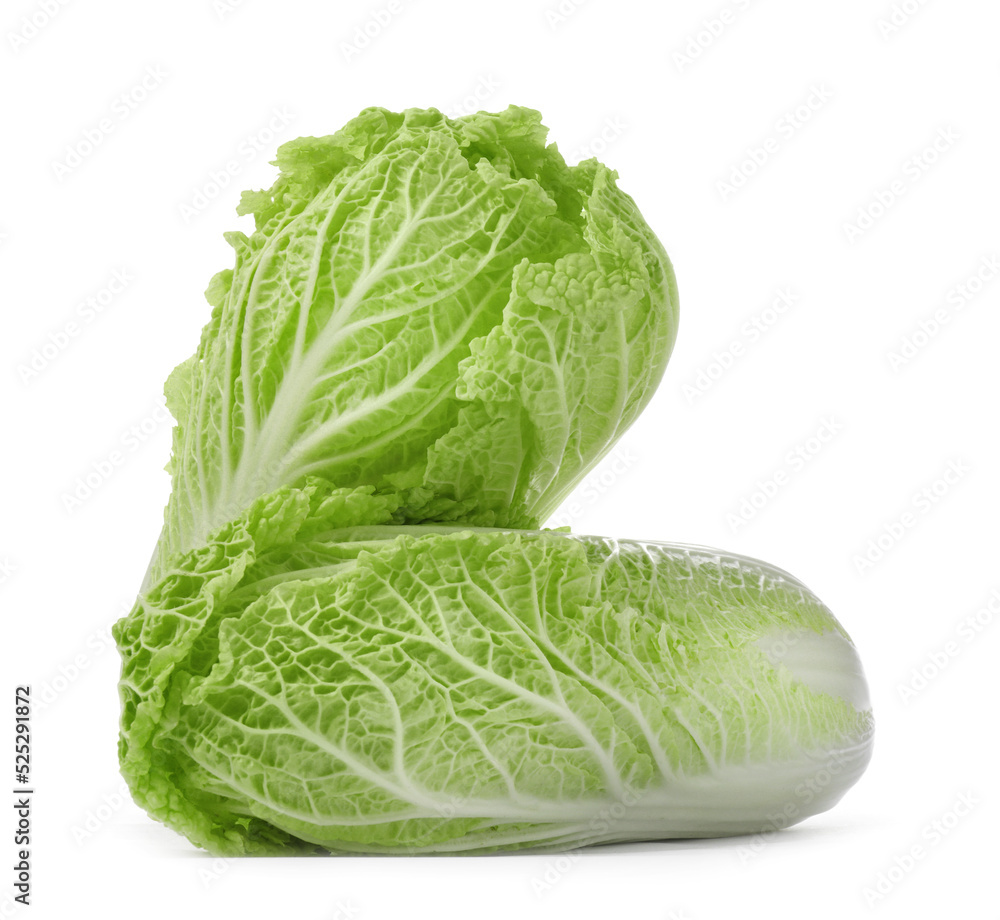 Fresh ripe Chinese cabbages on white background Fresh ripe Chinese cabbages on white background