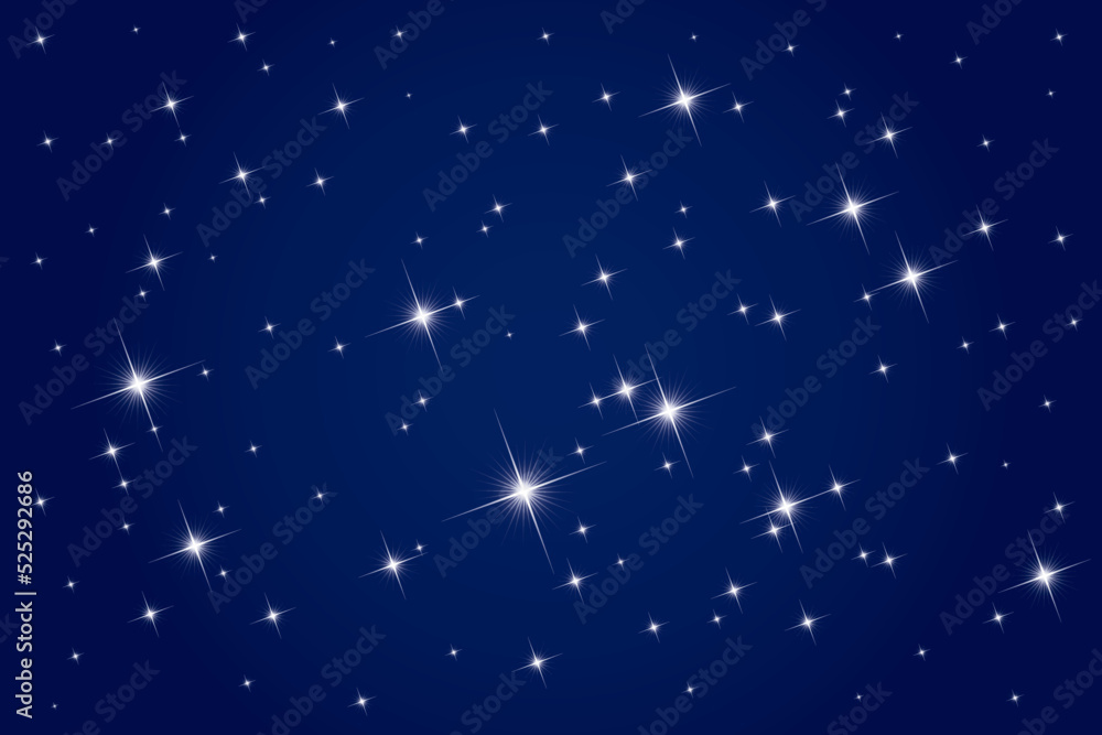 Vector background blue night sky with white stars Stock Vector | Adobe ...