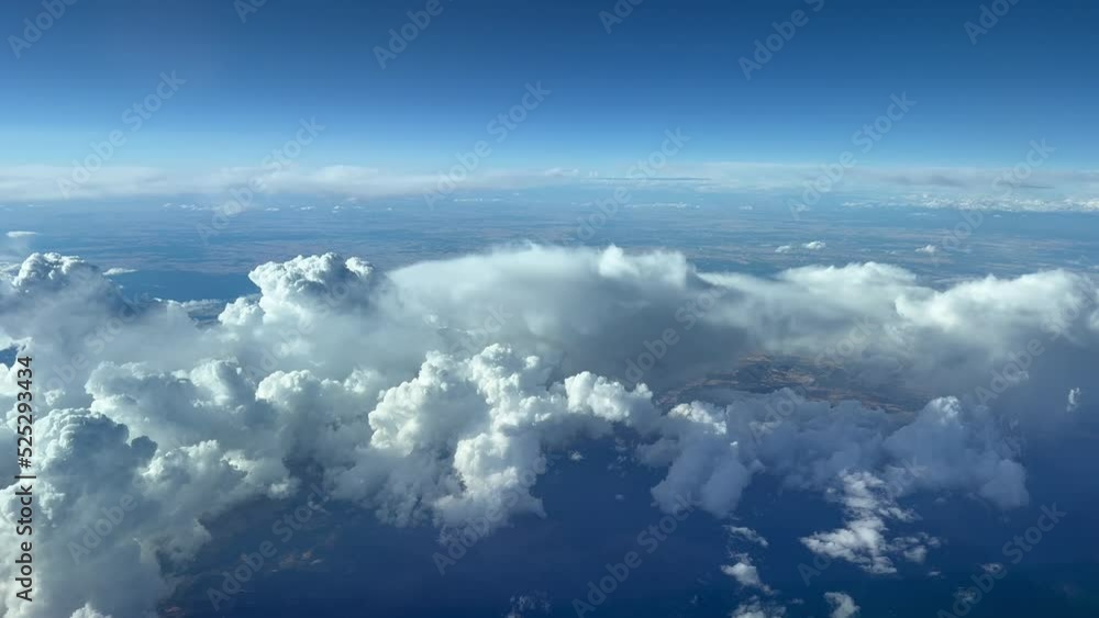 Nice cockpit view while overflying some cumulonimbus clouds at 12000 metres high over SE Spain. Pilot POV.4k 60fps. Nice cockpit view while overflying some cumulonimbus clouds at 12000 metres high over SE Spain. Pilot POV.4k 60fps.