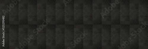 Old dark black anthracite gray vintage shabby damask patchwork tiles stone co...