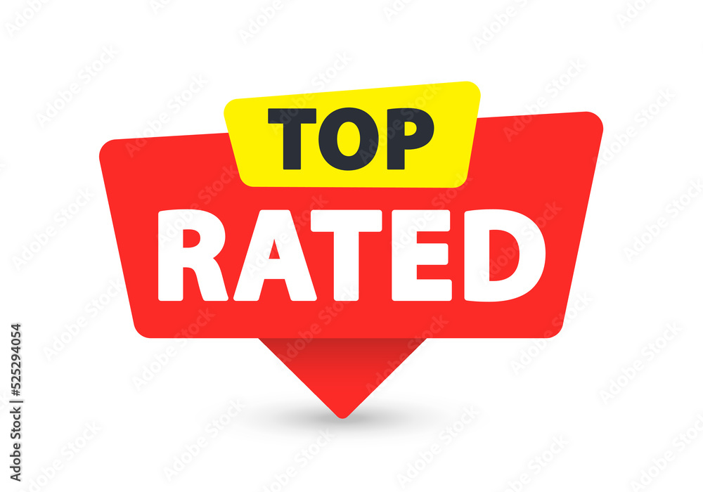 Fototapeta premium Top Rated - Banner, Speech Bubble, Label, Sticker, Ribbon Template. Vector Stock Illustration