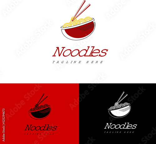 Fototapeta noodle ramen logo food asian modern simple flat vector illustration